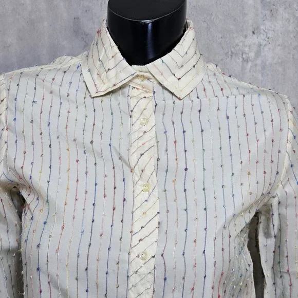 Vintage‎ Contessa Monique Florence Alper 70s Rainbow Stripe Blouse Button Front - Picture 3 of 10